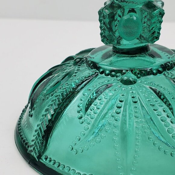 Fenton Candy Jar Vintage Spruce Green Cactus Art Glass Lidded 1995 Holidays 6+" - Picture 14 of 14